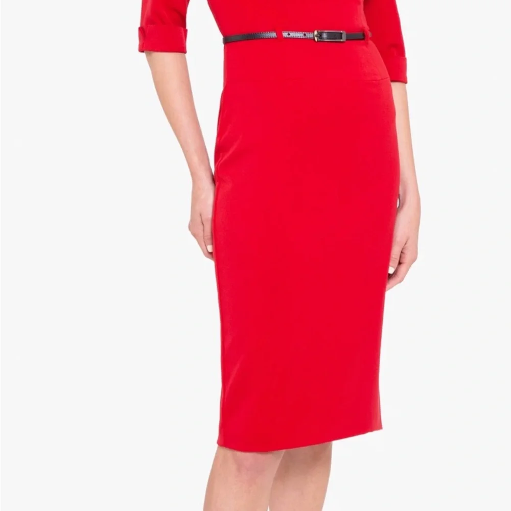 Black Halo Jackie O red Midi Dress classy designer Sz.6 - Picture 5 of 11